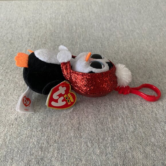 NWT Ty Beanie Boos Key Clip Gale the Christmas Holiday Penguin 4" 2019 - Picture 3 of 13